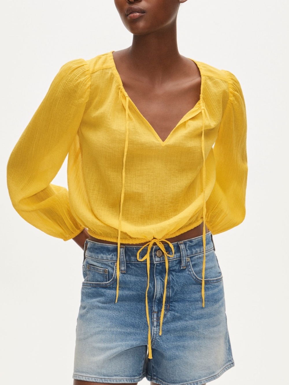 J. Crew Yellow Drawstring Top